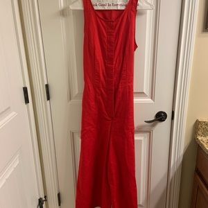 Banana Republic Linen Wide Leg Crop Romper Jumpsuit Size 4 Pockets Belted Goucho